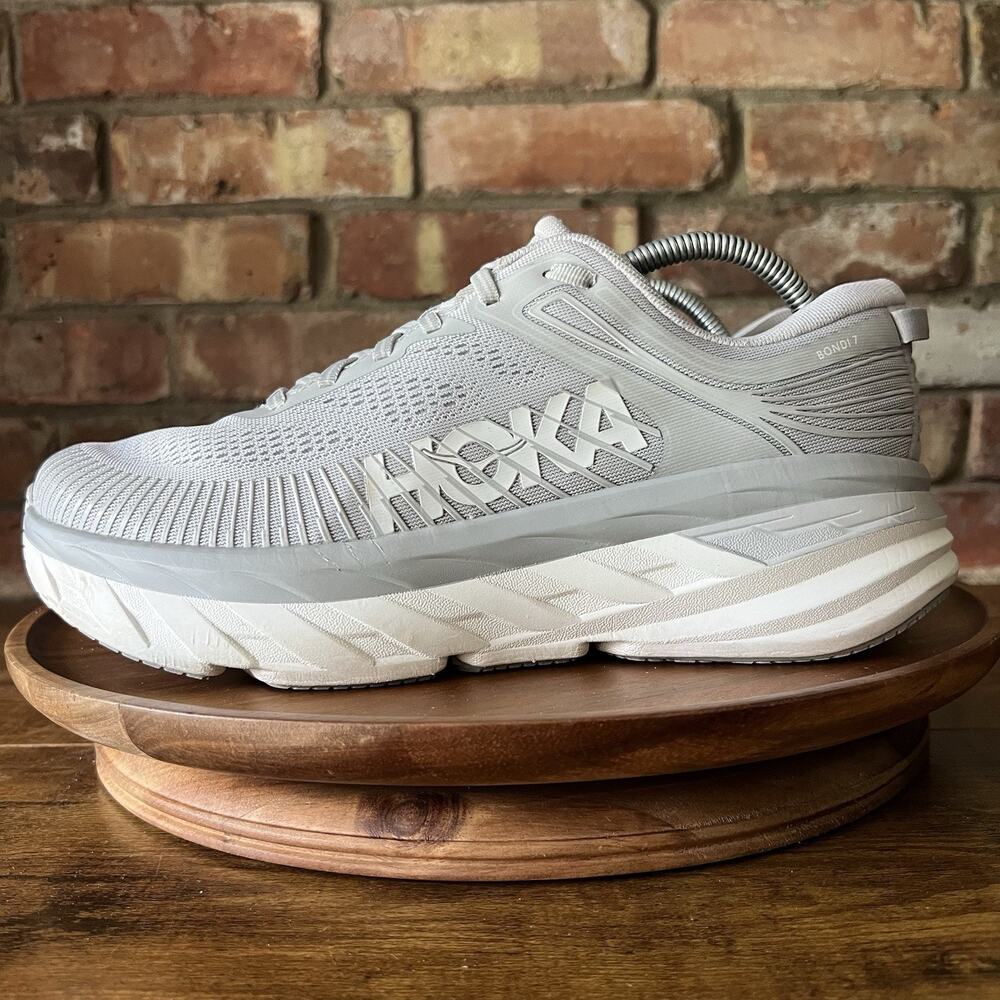 Hoka One One Bondi 7 Max Cushion Women's 10.5 Gray Running Shoes Sneakers